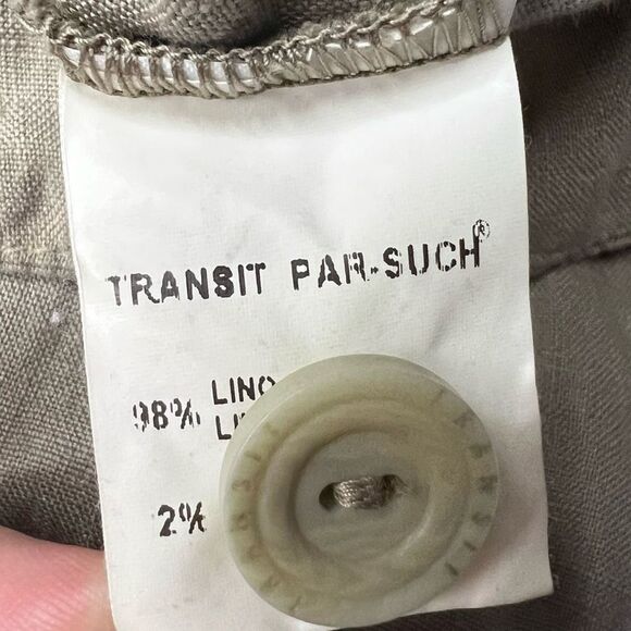 Transit Par-Such Green V-Neck Above Knee Button Front Long Sleeve Dress Size 4 - Picture 8 of 16